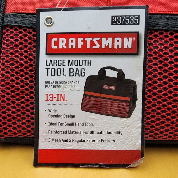 Craftsman Large Mouth 13 inch 6 Pockets Durable Tool Bag for Small Tools 513100 - Picture 5 of 16
